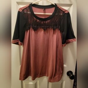 Chic Black and Brown Lace Women's Blouse